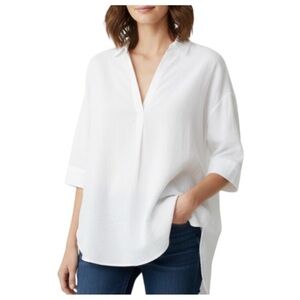 J.Crew Oversized White Cotton Women’s Popover Top NEW WITH TAGS - Size Small